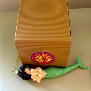 Handcrafted Mermaid Ornament - Green from BeadsofParadiseNYC.com with box